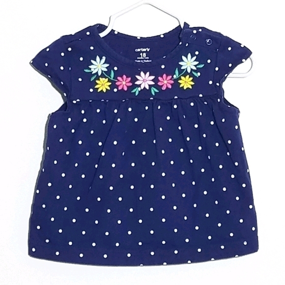 Carter's Polka Dot Flower Floral Shirt 18m - Picture 1 of 4